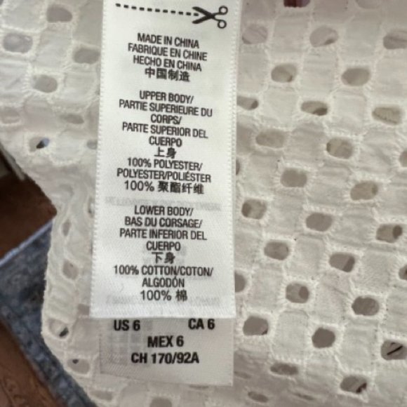 White Juicy Couture Eyelet Peplum Top size 6 - Picture 7 of 10